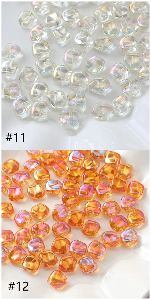 Irregular Square Glass Beads, 12x10mm, Crystal Glass Loose Beads for Jewelry Making, DIY Beads Finding GZ538