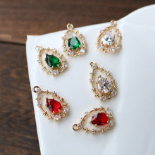 Load image into Gallery viewer, 10pcs Flower Charm with loops, Boho Pendant, Cubic Pave Pendant, Bracelet Necklace Making, Gold Plated Jewelry Findings HL043-F032