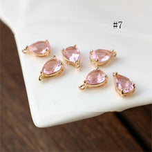 تحميل الصورة إلى عارض المعرض، 10 قطع - دلايات كريستال صغيرة على شكل دمعة، مطلية بالذهب/الفضة عيار 14 قيراطًا، مقاس 6×8 مم، قطع مجوهرات HL100-F053