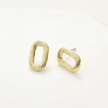 Cargar imagen en el visor de la galería, Poste para aretes ovalado cepillado sencillo, pasador para aretes de plata S925, pendiente de botón de oro/plata de 14 quilates con aros, accesorios para aretes sin níquel LL174-ZX7038