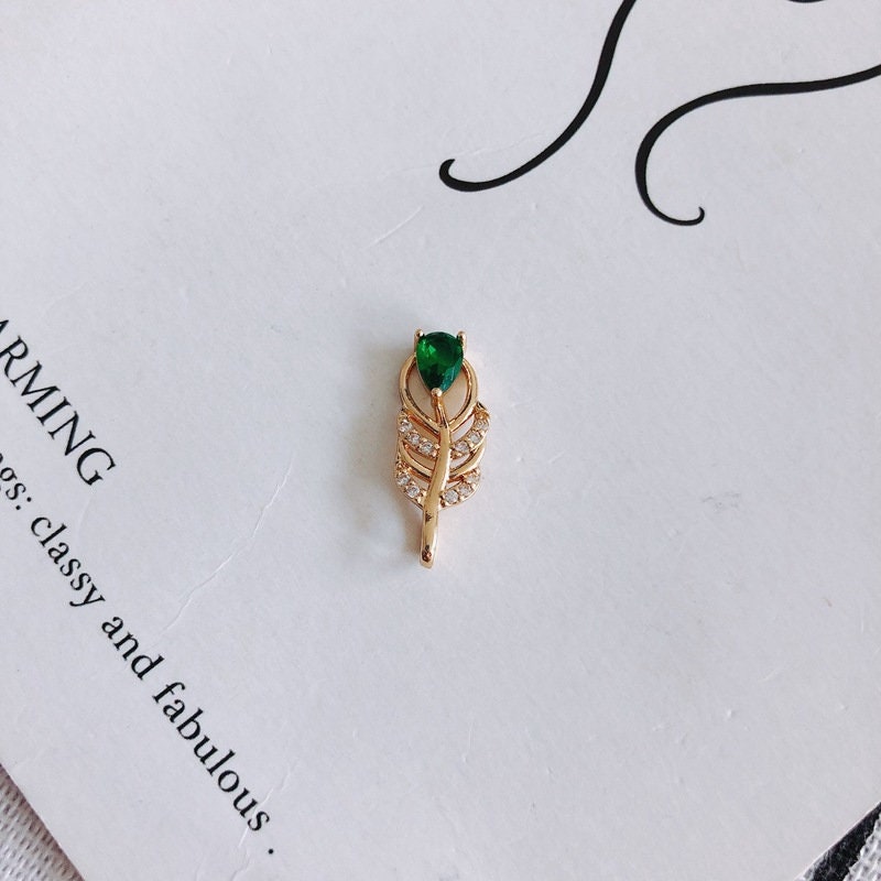 10pcs CZ Pave Leaves Charm, Cubic Zircon Crystal Leaf Pendant, Bracelet Necklace Pendant, Gold Plated Charm,Jewelry Findings MY034-F121