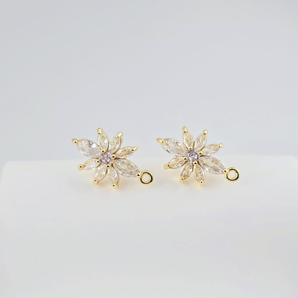 أقراط على شكل زهرة من الزركونيا المكعبة، مطلية بالذهب مع حلقة، مضادة للحساسية، أدوات يدوية الصنع، لوازم صنع الأقراط بنفسك D0261