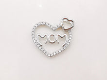 Load image into Gallery viewer, Cubic Love Mom Charm, 18K Gold Plated Micro CZ Pave Heart Pendant, Necklace Making Findings, 21x22mm, Jewelry Finding Gift for Mom S917