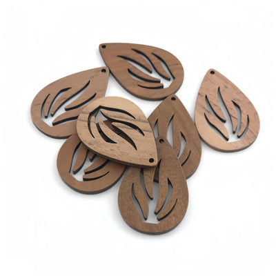 Leaf Shape Geometric Shape Wood Charms, Wooden Pendant, Reclaimed Walnut Wood, Geometric Statement Wood Earrings Diy Ideas JT1020