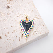 Load image into Gallery viewer, Enamel Heart Charms, Rainbow Pave Charm, 18K Gold Plated CZ Pave Love Pendant, Necklace Making Pendants, Jewelry Findings S20322