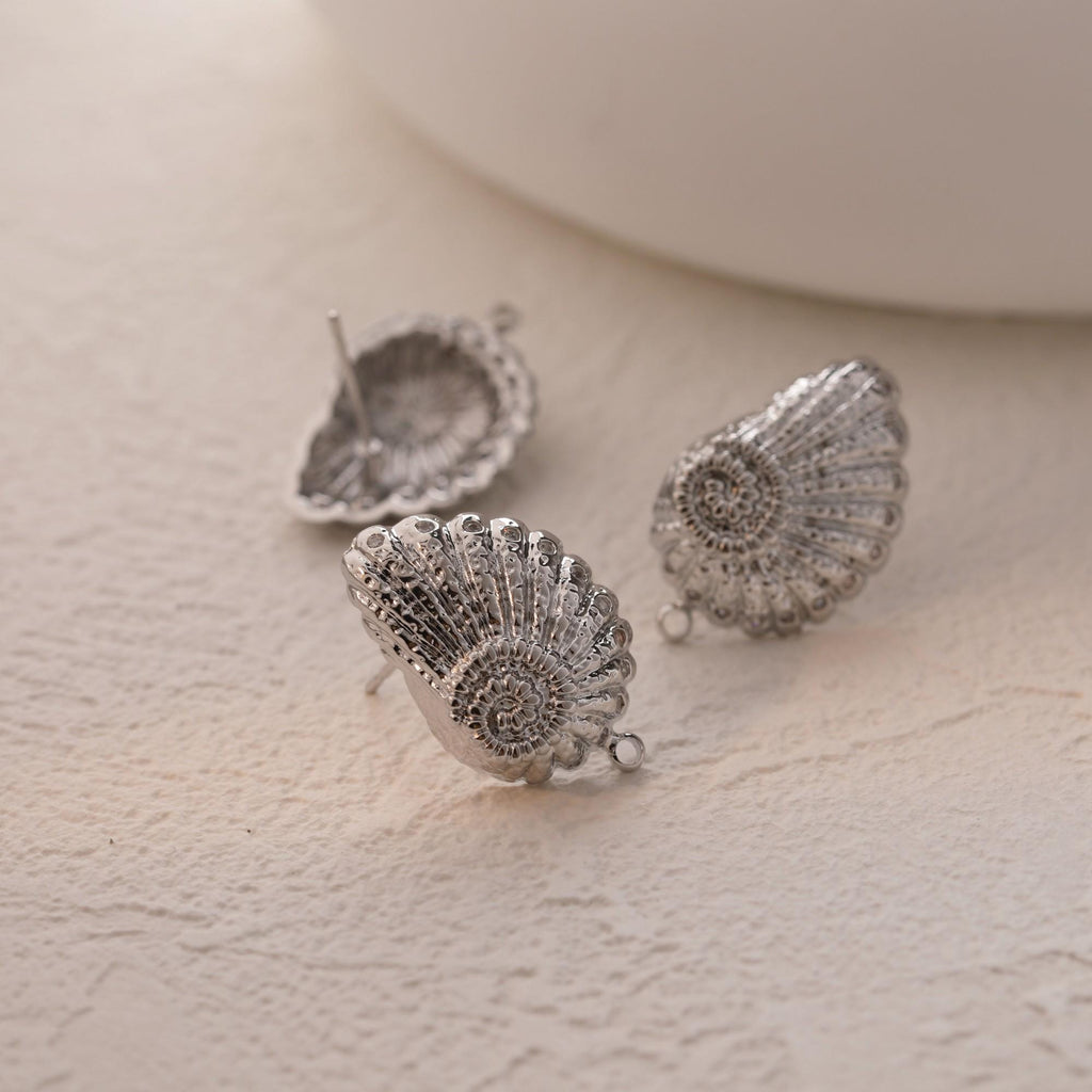 Pendientes de caracola con aro y colgante, chapados en oro de 18 quilates, sin níquel, hipoalergénicos, GZ781