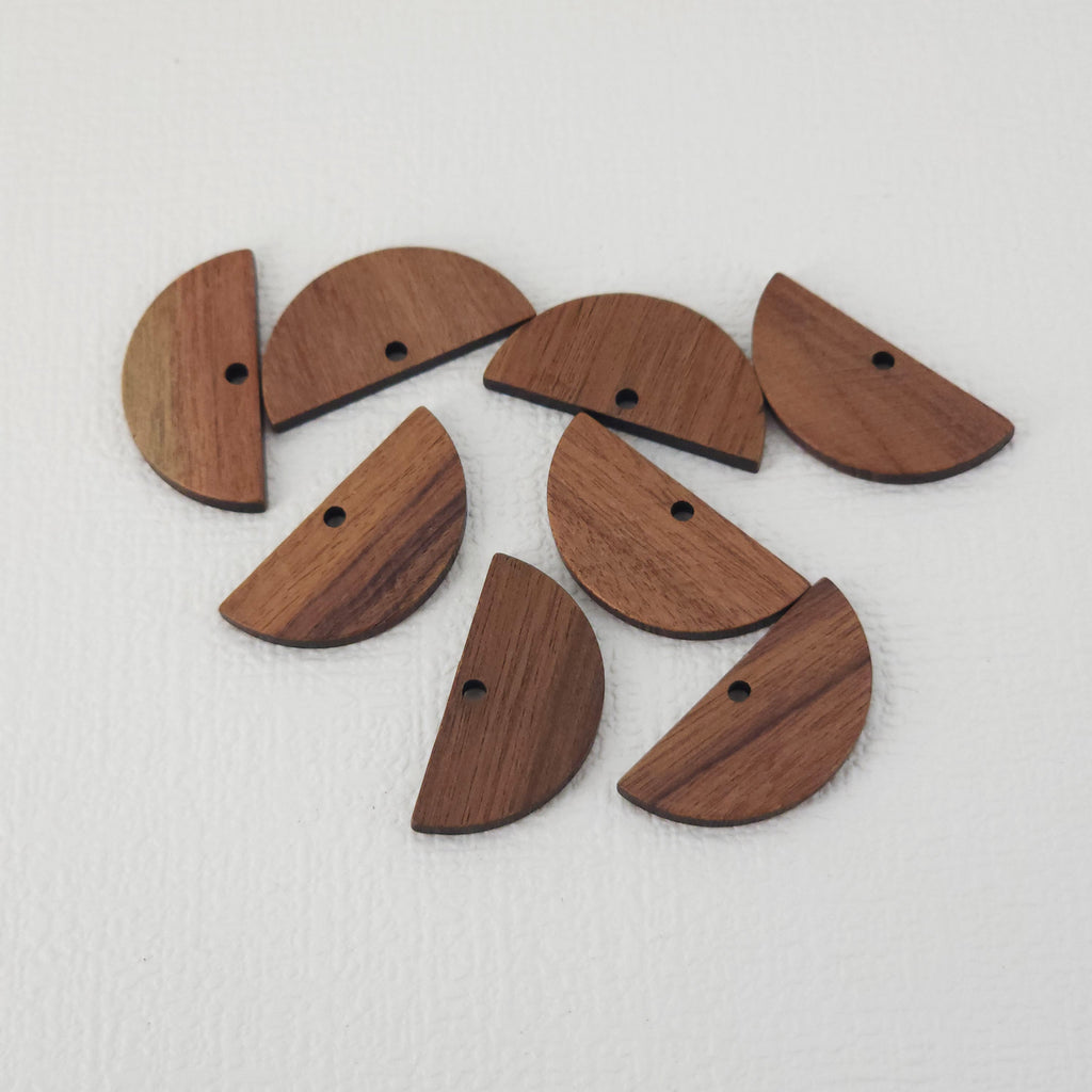 2PCS Half Round Shape Wood Charms, Wooden Pendant, Reclaimed Walnut Wood, Geometric Statement Wood Earrings Diy Ideas JT961
