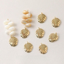 Load image into Gallery viewer, Gold Turtleback Leaf Pendant, Leaf Charm, 14K Real Gold Plated Brass Earring Charms, Jewelry Findings GZ638