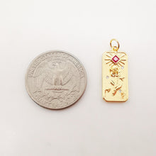 Load image into Gallery viewer, Gold Tarot Card Charms, Micro CZ Pave Hand/ Sun/ Rose Pendant, Amulet Charm 18K Gold Plated, Necklace Making Charms, Jewelry Findings S1094