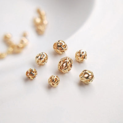 10pcs Round Spacer Beads, Large Hole Gold Beads, 18K Gold Plated, 5mm, 10mm, Bracelet Necklace Making Jewelry Finding S323-ZX7013