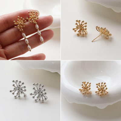 Fireworks Post with Loop, S925 Silver Ear Pin Nickel Free Earring, Gold/Silver Ear Stud, Hypoallergenic Earring Finding GZ745