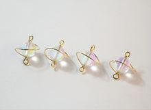 Load image into Gallery viewer, Danity Planet Connector with loops, 14K Gold Plated Handmade Earring Findings, 20x17mm Jewelry Findings JH010