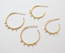 Load image into Gallery viewer, C Shape Earrings Post with 5 loops, 18K Gold, Nickel Free Earrings, Ear Stud Hypoallergenic Earring Findings BB079