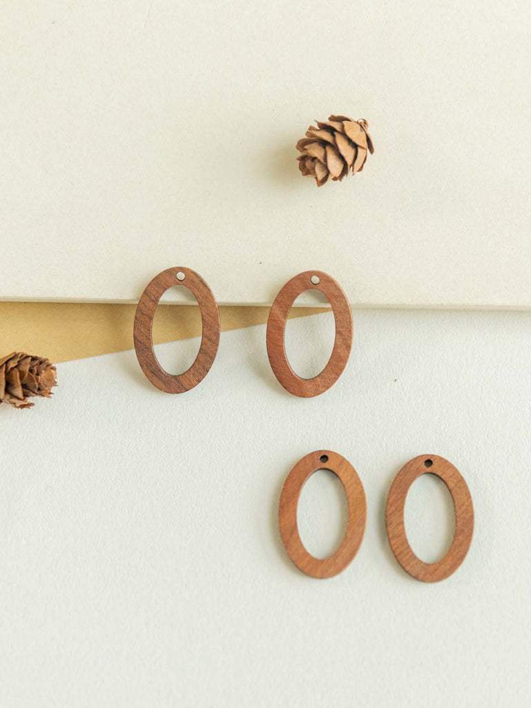 10PCS Over Openwork Geometric Wooden Pendant, Necklace Making Findings JT088