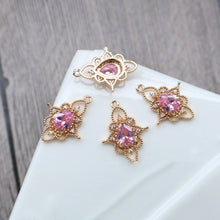 Load image into Gallery viewer, 10pcs Flower Charm, Cubic Zircon Crystal Flower Pendant, Gold Plated  Earring Charms, Jewelry Findings HL090-F009