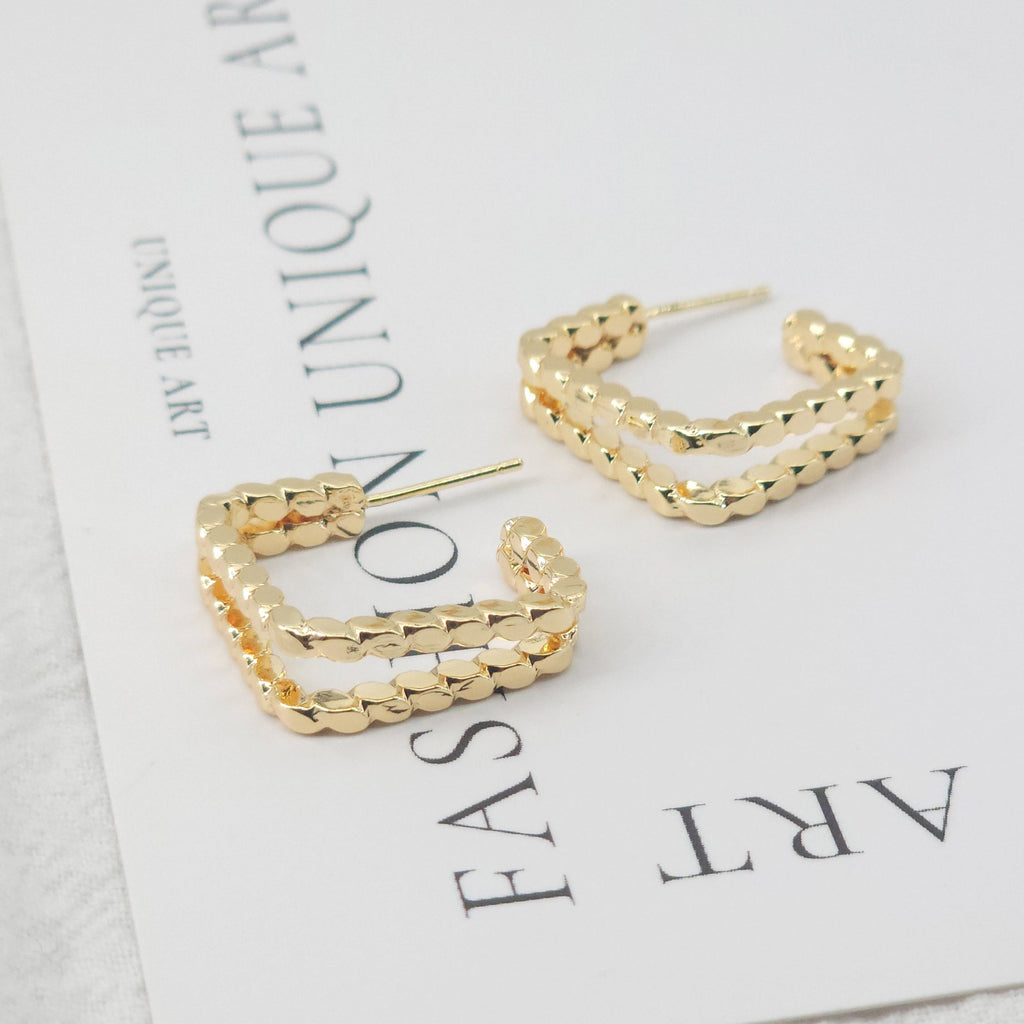 10pcs C Shape Earrings Post, 14K Gold, S925 Silver Ear Pin Nickel Free Earrings, Square Ear Stud, Hypoallergenic Earring Findings ZX153