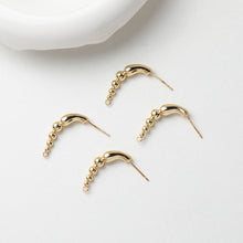 تحميل الصورة إلى عارض المعرض، قرط من سلسلة خرز دائرية ذهبية مع عمود، قرط مرصع خالٍ من النيكل، دبوس أذن من الفضة S925، نتائج قرط مضادة للحساسية GT050