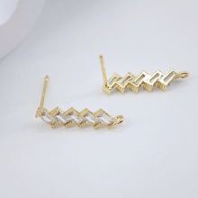 تحميل الصورة إلى عارض المعرض، أقراط مستطيلة من الزركونيا المكعبة، عمود مطلي بالذهب مع حلقة، نتائج أقراط اصنعها بنفسك، لوازم أقراط يدوية الصنع D0024