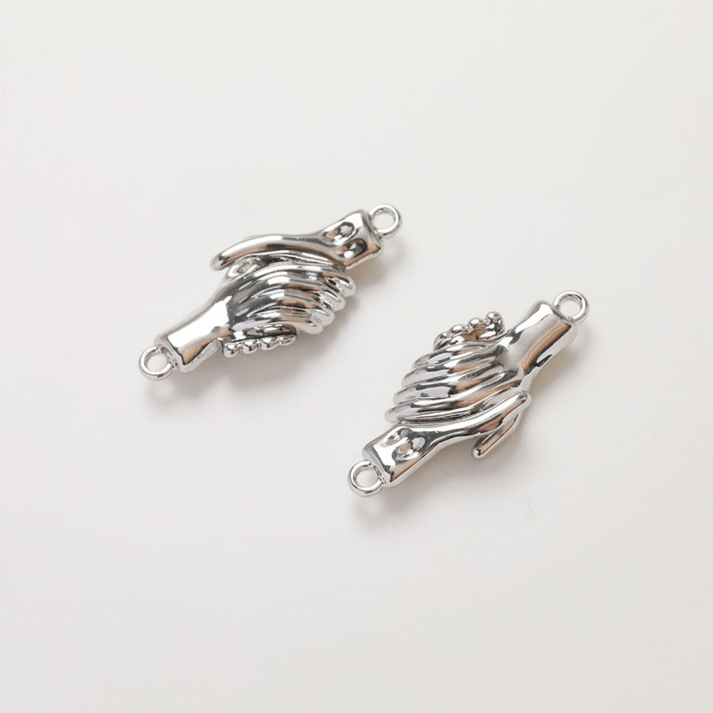 Cierre magnético tipo apretón de manos, un par, chapado en oro de 14 quilates, 31,4 x 12,4 mm, cierre con presilla, conector, cierre para hacer pulseras ZZ039