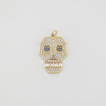 Load image into Gallery viewer, 18K Real Gold Skeleton Pendant, Skull Pendant, bracelet necklace charms, CZ Pave Pendants, Jewelry Findings S20718