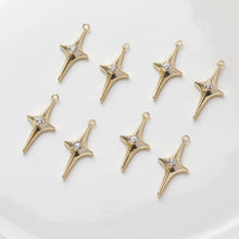 Load image into Gallery viewer, North Star Charms,  Crystal Cubic Pave Star Pendant, 18K Gold Plated, Necklace Making Star Charms, Jewelry Findings ZZ032