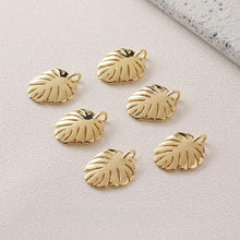 Load image into Gallery viewer, Gold Turtleback Leaf Pendant, Leaf Charm, 14K Real Gold Plated Brass Earring Charms, Jewelry Findings GZ638