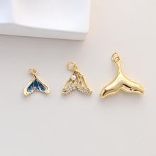 Load image into Gallery viewer, Fishtail Pendant, Enamel Marine Life Charms, Gold Plated Fishtail Charms, Bracelet Making, Jewelry Findings S1331