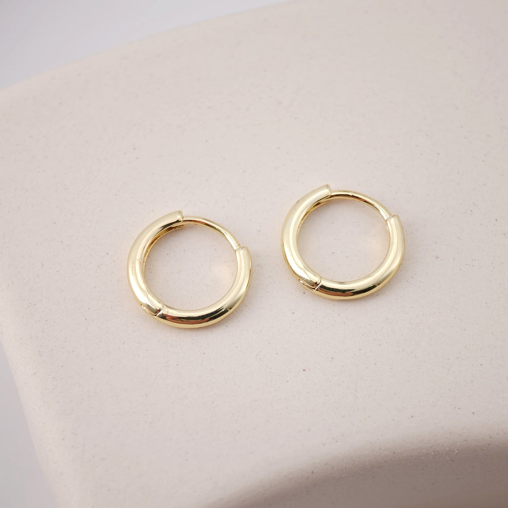 18K Gold Plated Round Hoop Earring, Huggie Hoops Earring Parts, Spring Ear Hoops, 18.3*19.6mm, hoop earrings D0121