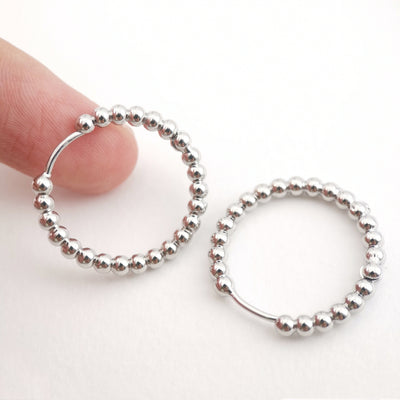 18K Gold Plated Round Beads Hoop Earring, Huggie Hoops Earring Parts, Spring Ear Hoops, 22.3*23.3mm, hoop earrings D0124