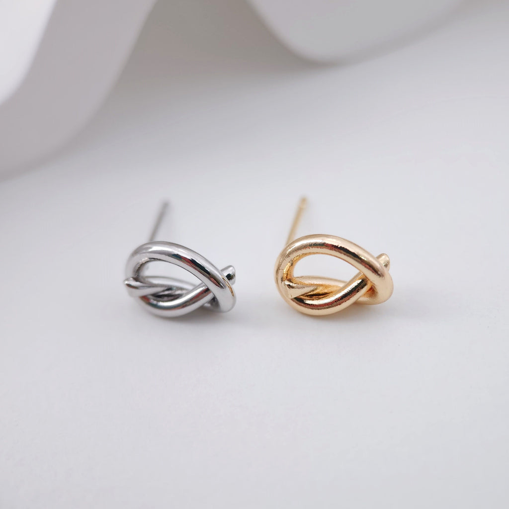 Knotted Earring Post Earrings, Gold/Silver Earring Post, Hypoallergenic, Earring Findings, Handmade Earring Supplies ZX251