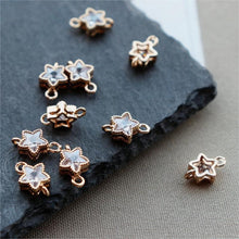 Load image into Gallery viewer, 20pcs CZ Pave Tiny Star Charm, Crystal Pendant, Earring Connectors, Real Gold Plated Brass Earring Charms, Jewelry Findings JY019-F162