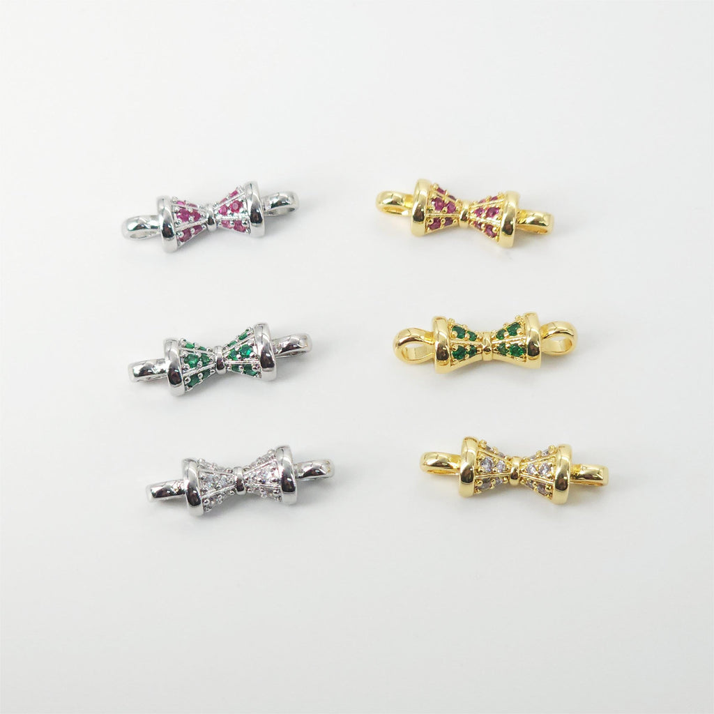 CZ Pave Boho Connector, Cubic Zircon Crystal Pendant, Bracelet Necklace Pendant, 14K Real Gold Plated, Jewelry Findings S20834