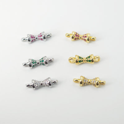 CZ Pave Boho Connector, Cubic Zircon Crystal Pendant, Bracelet Necklace Pendant, 14K Real Gold Plated, Jewelry Findings S20834