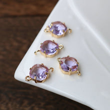 Load image into Gallery viewer, Round Shaped Crystal Connector, Glass Charm, 14K Gold Plated, Jewelry Making Findings HL045-F243