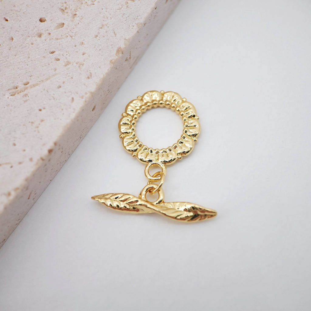 OT Toggle Clasps, 18K Gold Plated Leaf  Bracelet Necklace Making OT Clasps, Connectors Clasps, Jewelry Findings S815