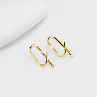 Oval Earring Post Earrings, Gold Earring Post with Loop, S925 Silver Pin, Hypoallergenic, Earring Findings, Handmade Earring Supplies D0394