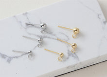 Load image into Gallery viewer, 10pcs Ball Ear Post With Side Loop, S925 Silver Ear Pin Nickel Free Earrings, Gold/Silver Ear Stud, Hypoallergenic Earring Findings G006