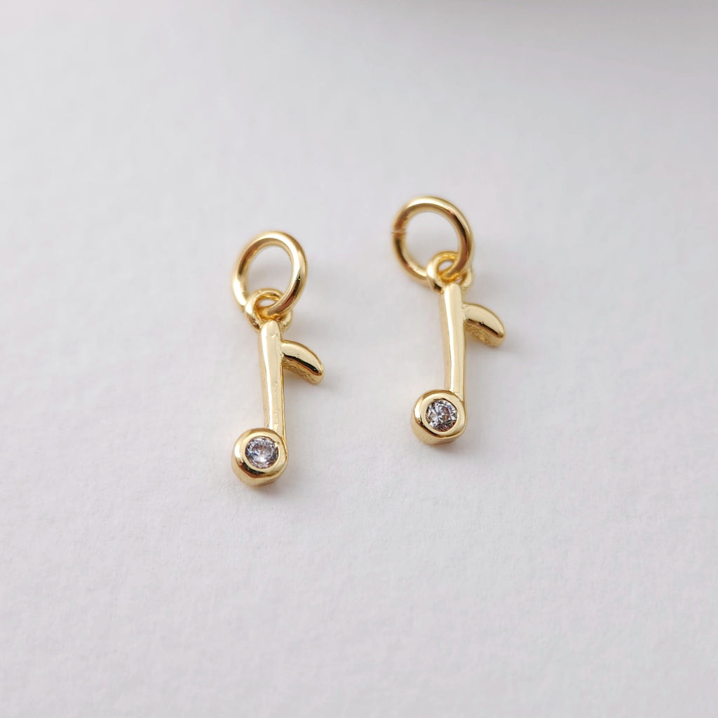 Cubic Music Note Charms Collection, 18K Gold Plated CZ Pave Music Note Pendant, Jewelry Findings S1200