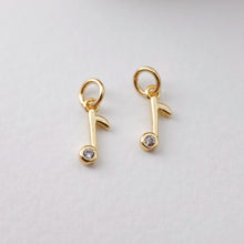 Load image into Gallery viewer, Cubic Music Note Charms Collection, 18K Gold Plated CZ Pave Music Note Pendant, Jewelry Findings S1200
