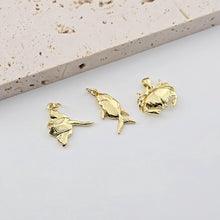 Load image into Gallery viewer, Gold Marine Life Pendant, 18k Gold Plated Brass Charm, Polish Gold Fish Pendant, Necklace Making, Jewelry Findings S1271