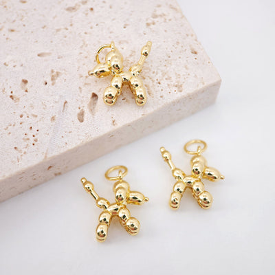 Poodle Pendant Charm, Animal Pendant, Puppy Charm, 18K Shiny Gold Plated Pendant, Necklace Bracelet Making Charm, Jewelry Findings S881