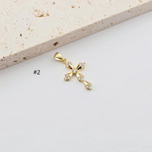 Load image into Gallery viewer, Gold Angel Charm Pave CZ, Cross Charm, Fly Charm, 18K Gold Plated, Pendant for Necklace and Bracelet, Jewelry Findings S1275
