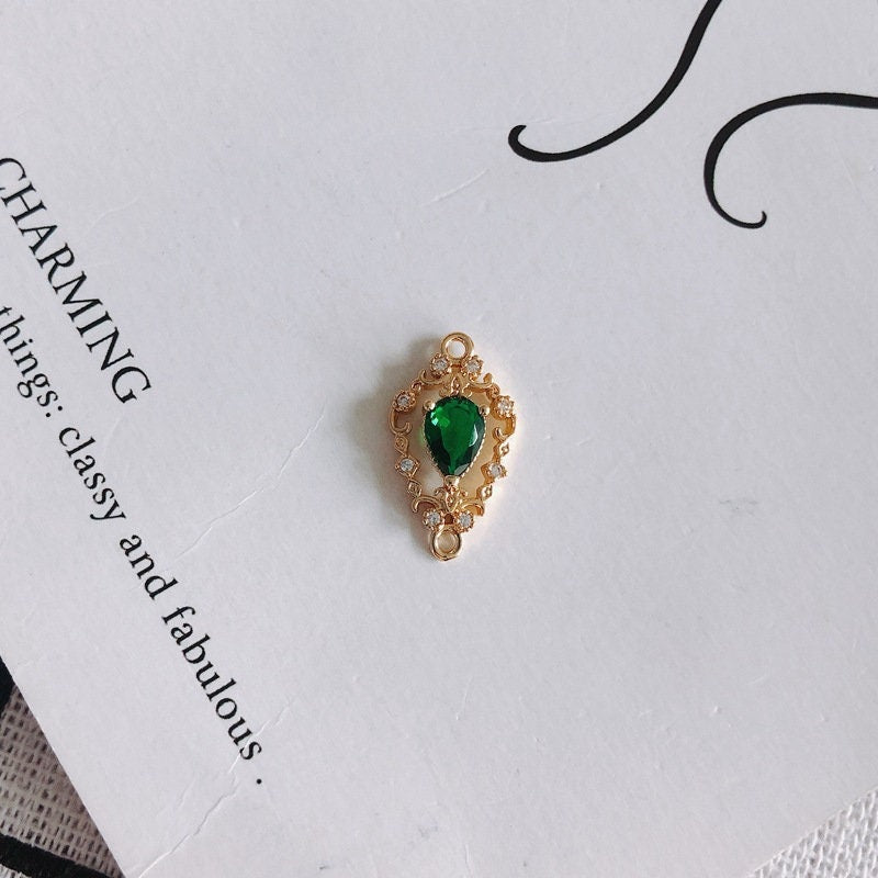 4 piezas de dijes de conector de flor con bucles, conector bohemio, colgante de pavé cúbico, fabricación de pulseras y collares, accesorio de joyería chapado en oro MY033-F037