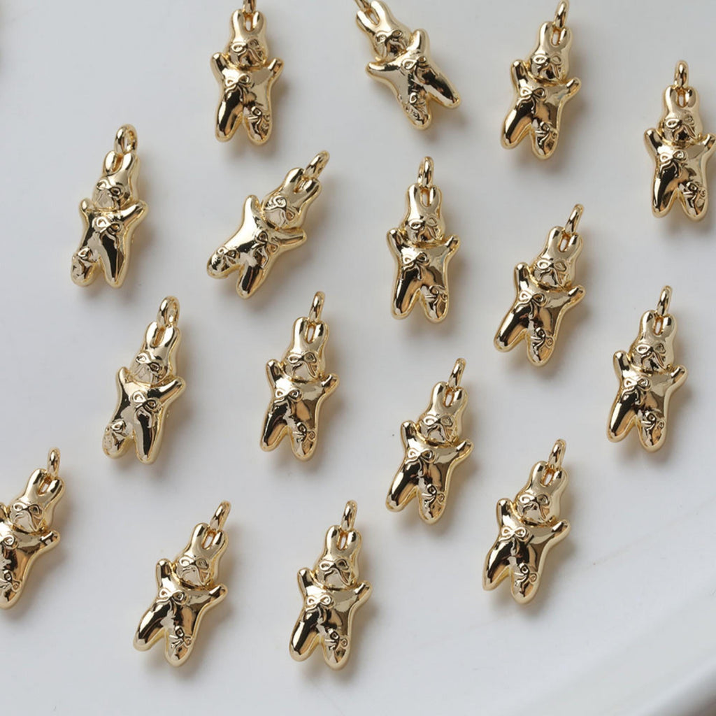 Dije de conejito, colgante de conejo bañado en oro de 14 quilates, dije de animal, dije de gato, accesorio para collar GZ722