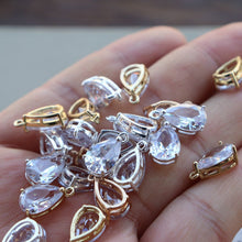 Load image into Gallery viewer, Crystal Tiny Teardrop Charms, 14K Gold/Silver Plated Teardrop Pendant, 8*12mm, Jewelry Findings JY080-F065