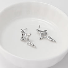 Load image into Gallery viewer, North Star Earrings Post With Loop, CZ Pave ,18K Gold Plated, Nickel Free, S925 Silver Pin, Ear Stud Hypoallergenic Earring Findings D0456