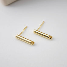 تحميل الصورة إلى عارض المعرض، قرط أسطواني ذهبي مع ثقب، أقراط خالية من النيكل، قرط أذن، نتائج قرط مضادة للحساسية D0193