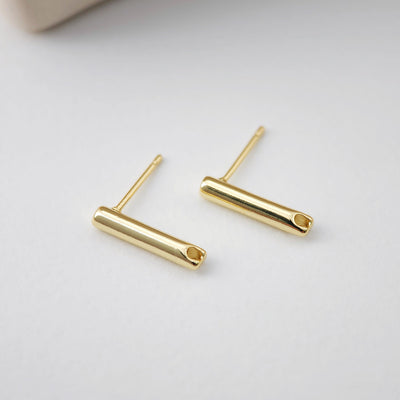 قرط أسطواني ذهبي مع ثقب، أقراط خالية من النيكل، قرط أذن، نتائج قرط مضادة للحساسية D0193