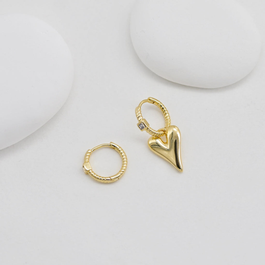 Square Cubic Zirconia Ear Hoops, Round Hoops, 14.6mm, 18K Gold Plated Leverback Earrings, Huggie Hoops Earring D0521