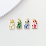 Castle Pendant, Enamel 3D Castle Charms, 18K Gold Plated Castle Charms, For Bracelet And Necklace Making, Jewelry Findings S1376